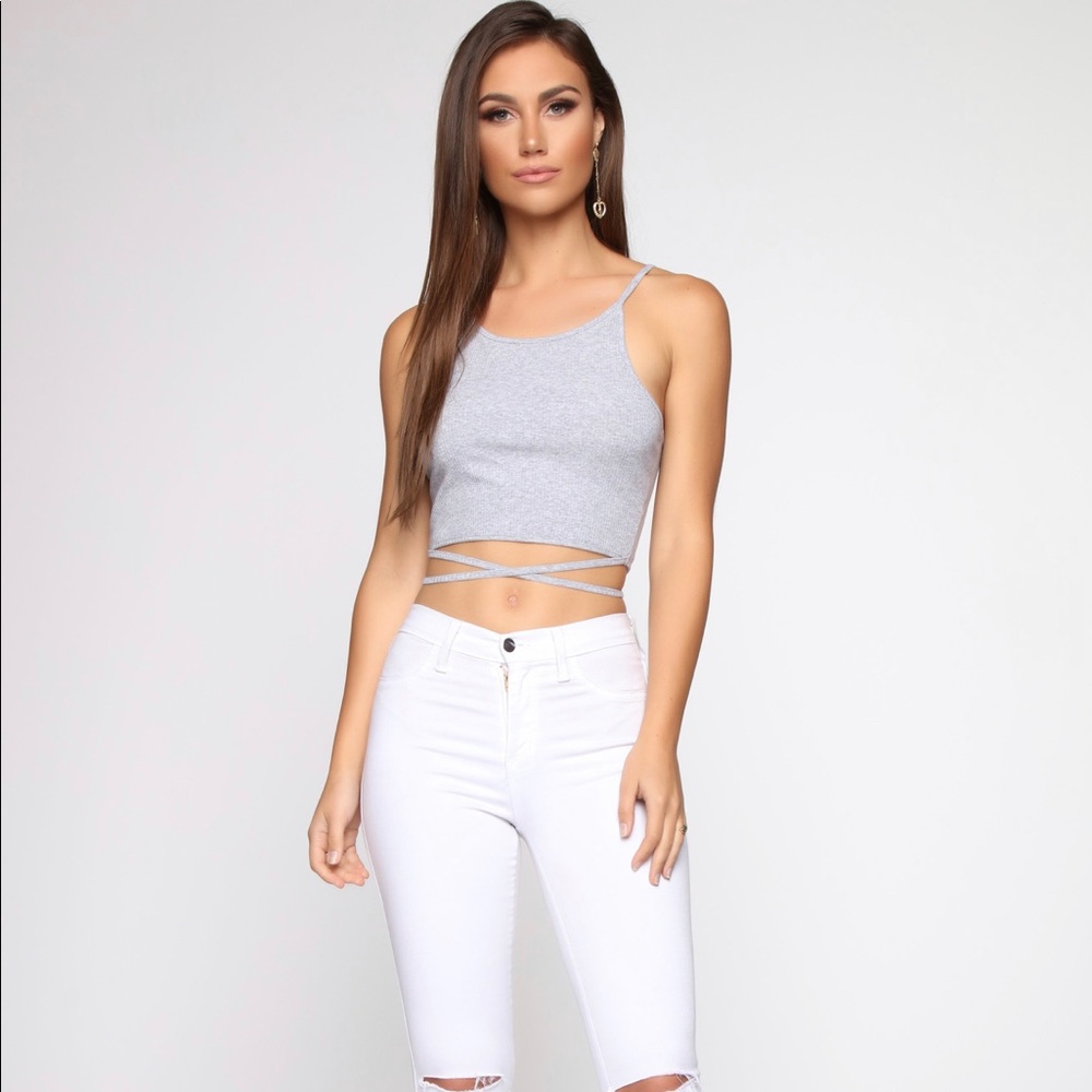 Fashion Nova Gray Wrapped Cropped Top M